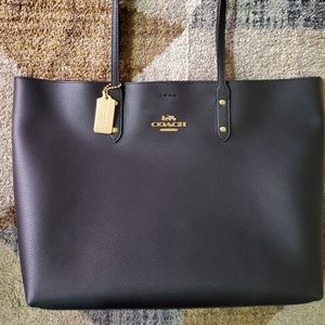 Coach black leather tote